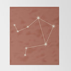 Libra Zodiac Star Constellation Line Art Terracotta Red Throw Blanket Gallery Image 2
