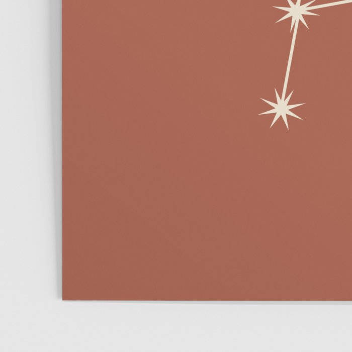 Libra Zodiac Star Constellation Line Art Terracotta Red Poster Gallery Image 3