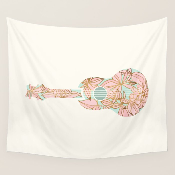 Modern Boho Ukulele Wall Tapestry Gallery Image 1