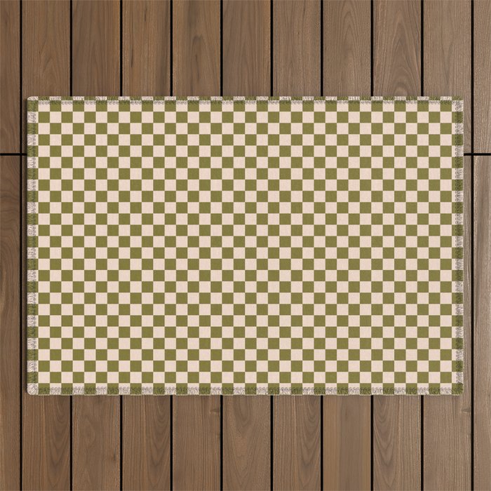 Check VI - Green â Checkerboard Print Outdoor Rug Gallery Image 1