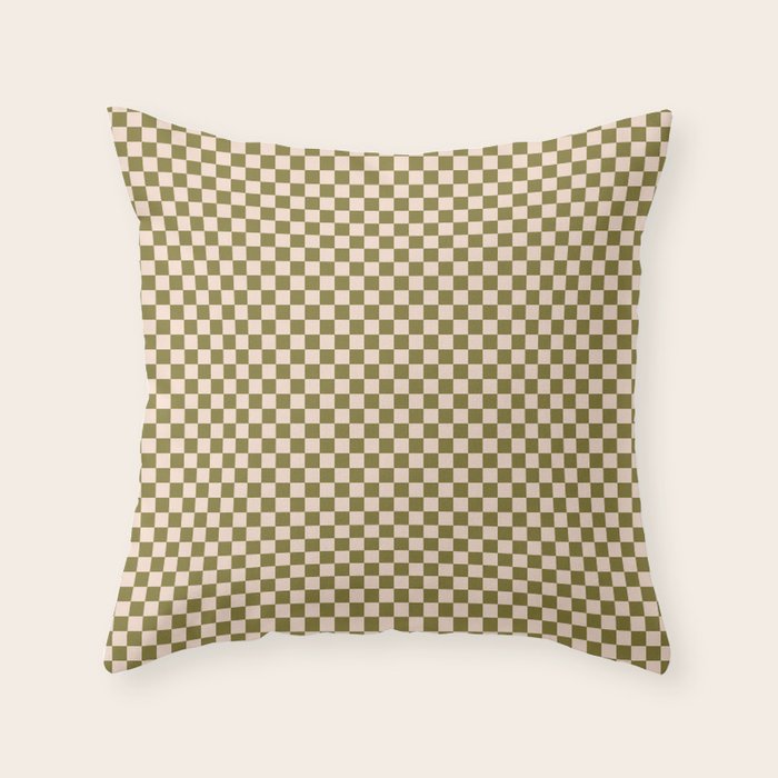 Check VI - Green â Checkerboard Print Throw Pillow Gallery Image 6