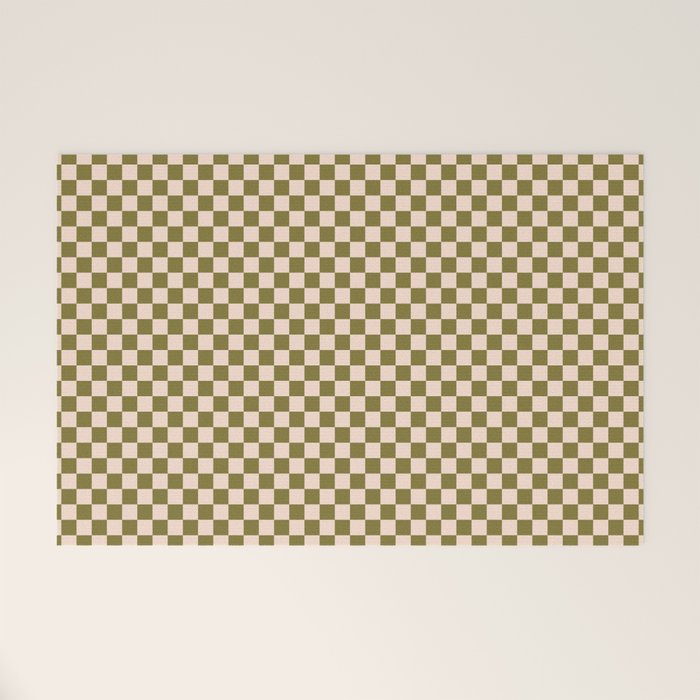 Check VI - Green â Checkerboard Print Welcome Mat Gallery Image 1