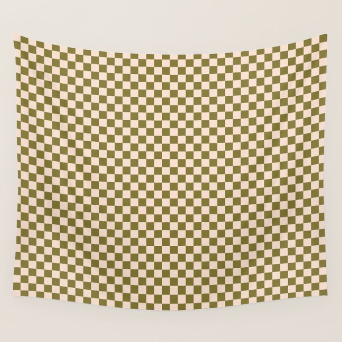 Check VI - Green â Checkerboard Print Wall Tapestry Gallery Image 4