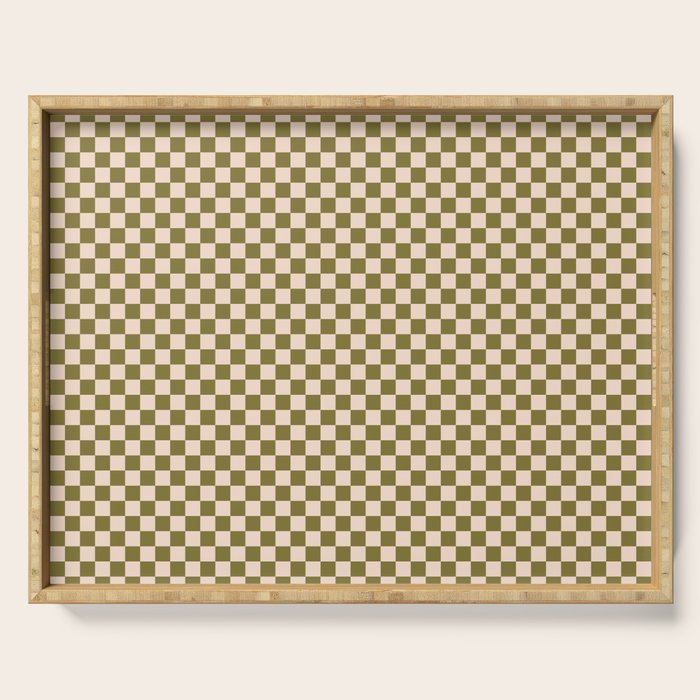 Check VI - Green â Checkerboard Print Serving Tray Gallery Image 1
