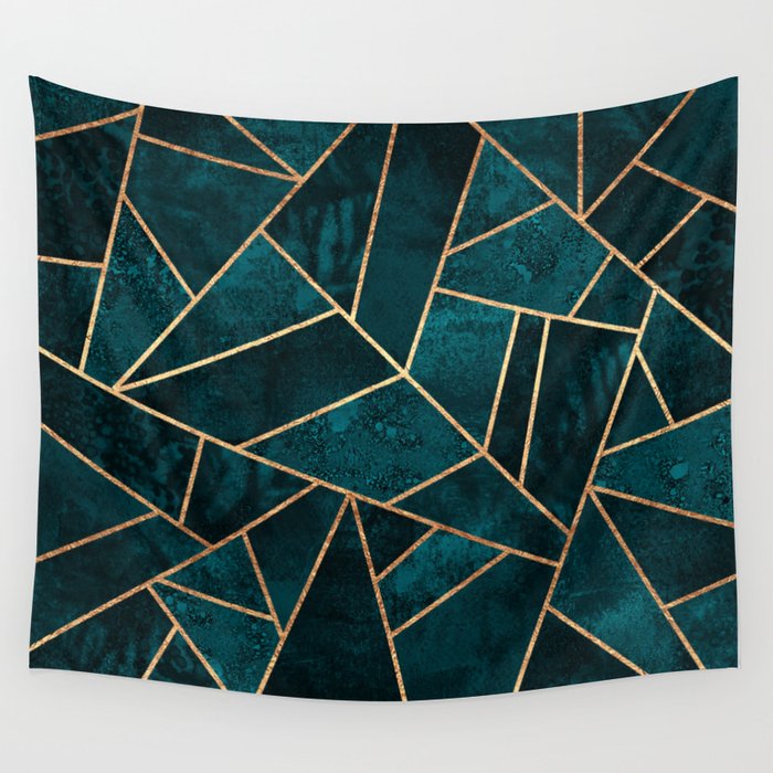 Deep Teal Stone Wall Tapestry Gallery Image 4