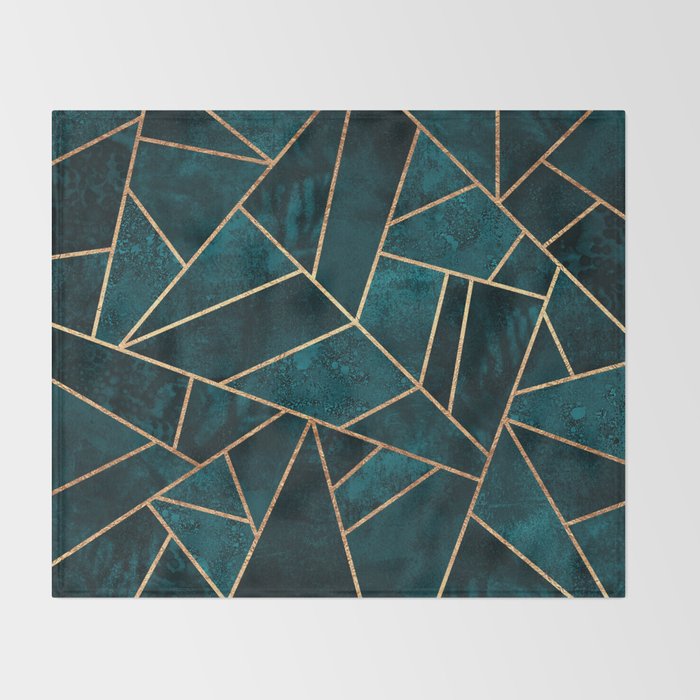 Deep Teal Stone Throw Blanket Gallery Image 2