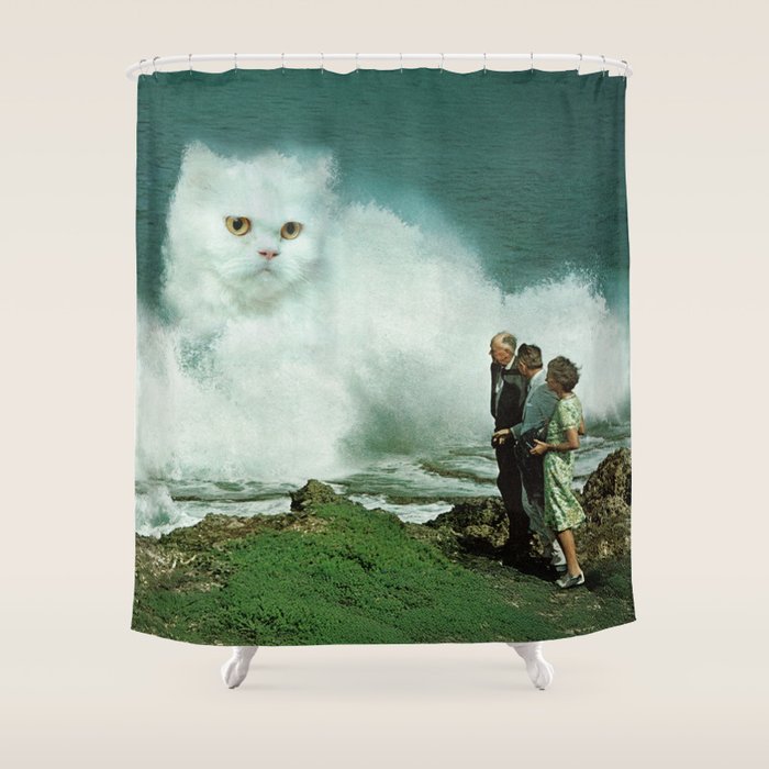 Purr-fect Cat Wave Shower Curtain Gallery Image 1