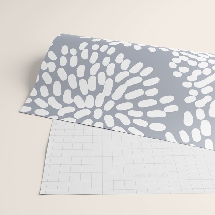 Grey and White Abstract Firework Flowers Wrapping Paper Gallery Image 2