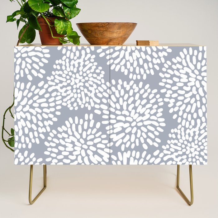 Grey and White Abstract Firework Flowers Credenza Gallery Image 1