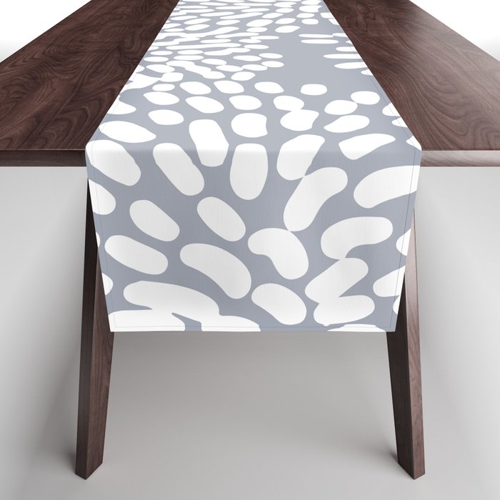 Grey and White Abstract Firework Flowers Table Runner Gallery Image 1