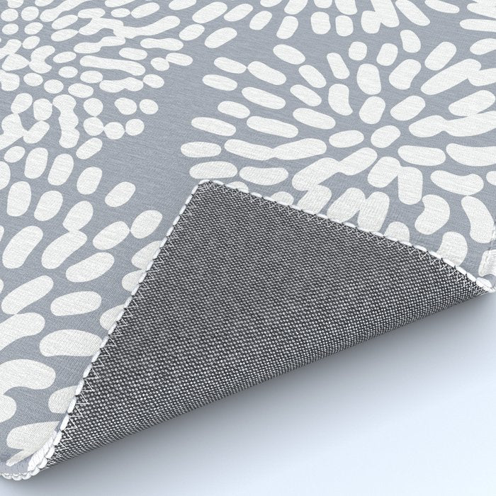 Grey and White Abstract Firework Flowers Rug Gallery Image 4