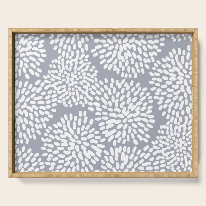 Grey and White Abstract Firework Flowers Serving Tray Gallery Image 1