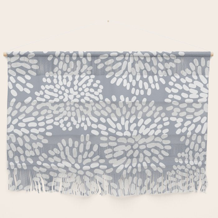 Grey and White Abstract Firework Flowers Wall Hanging Gallery Image 1