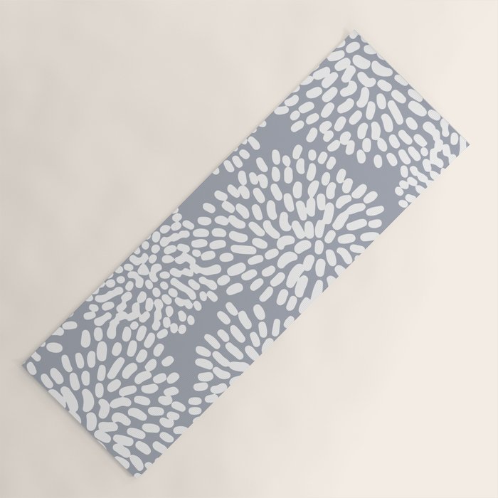 Grey and White Abstract Firework Flowers Yoga Mat Gallery Image 1