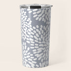Grey and White Abstract Firework Flowers Travel Mug Gallery Image 1