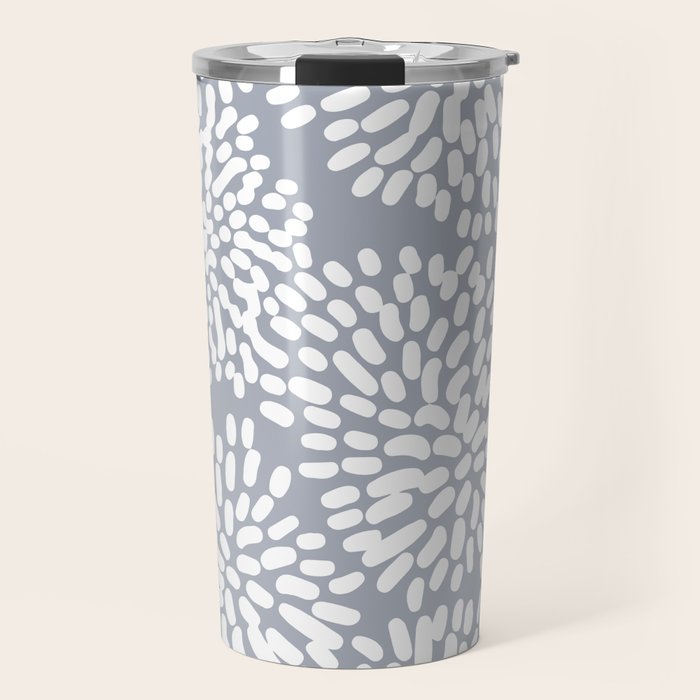 Grey and White Abstract Firework Flowers Travel Mug Gallery Image 1