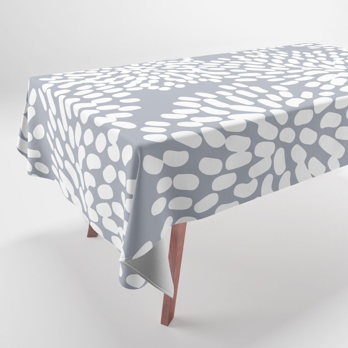 Grey and White Abstract Firework Flowers Tablecloth Gallery Image 1