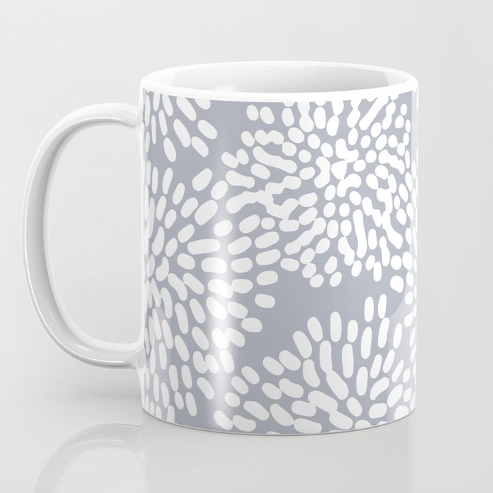 Grey and White Abstract Firework Flowers Coffee Mug Gallery Image 3