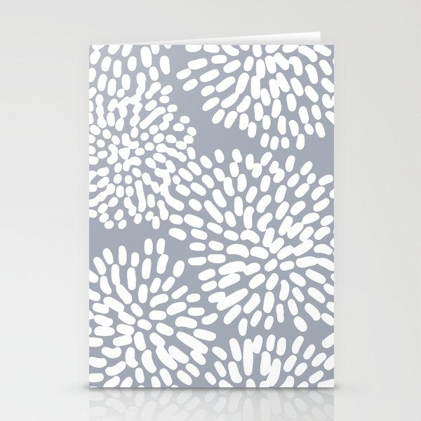 Grey and White Abstract Firework Flowers Stationery Card Gallery Image 2