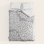 Grey and White Abstract Firework Flowers Duvet Cover Gallery Image 6