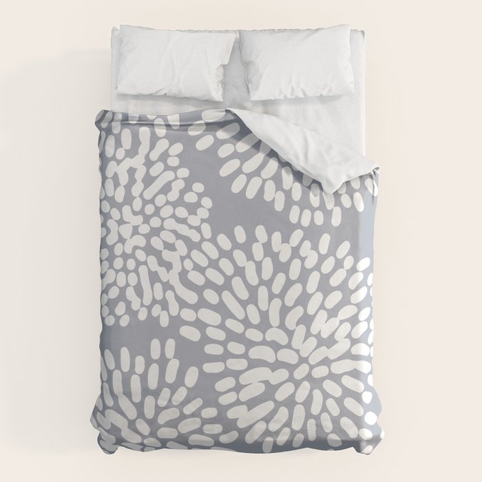 Grey and White Abstract Firework Flowers Duvet Cover Gallery Image 6