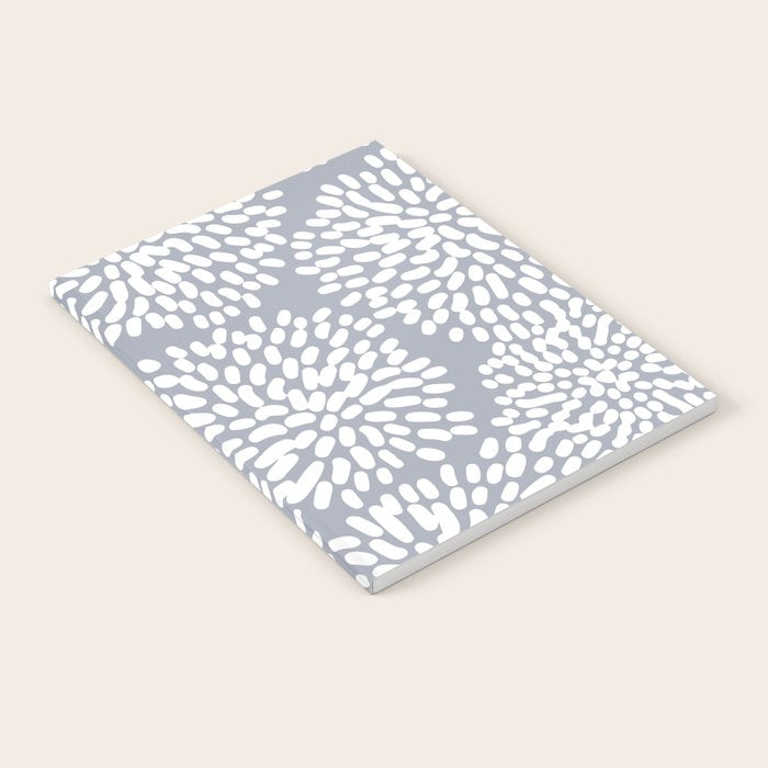 Grey and White Abstract Firework Flowers Notebook Gallery Image 2