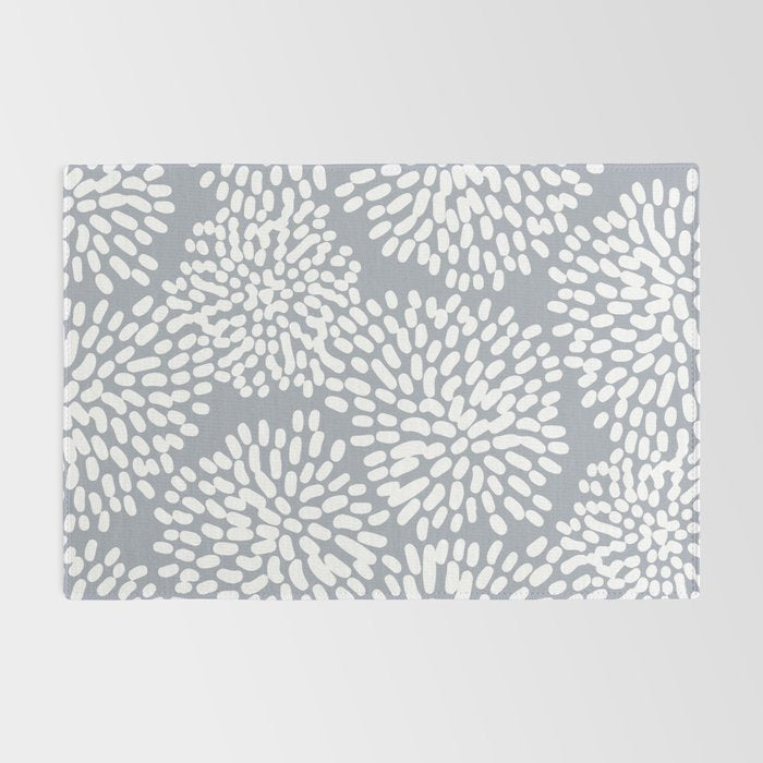 Grey and White Abstract Firework Flowers Rug Gallery Image 2