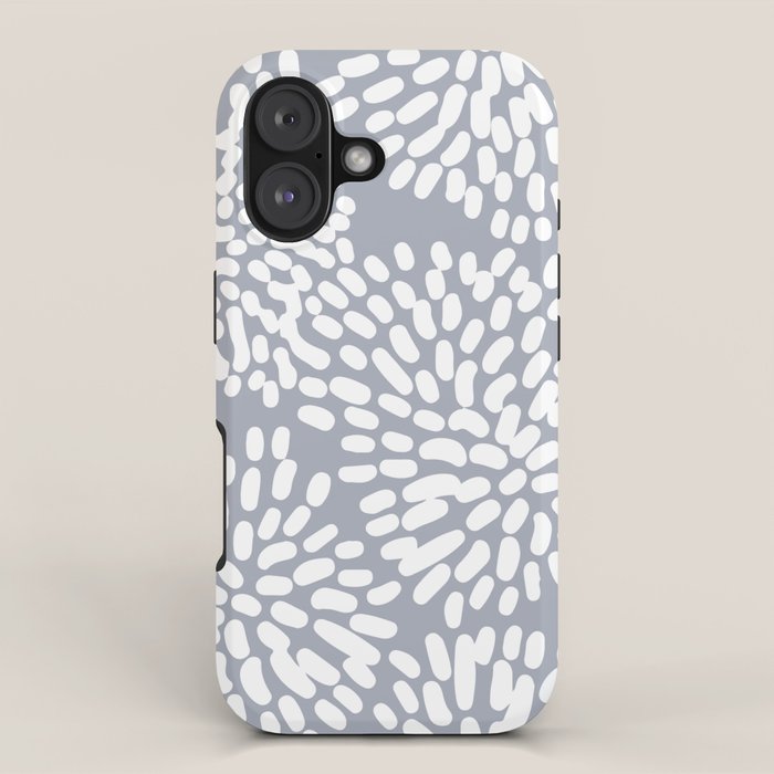 Grey and White Abstract Firework Flowers iPhone Case Gallery Image 1