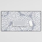 Grey and White Abstract Firework Flowers Desk Mat Gallery Image 1