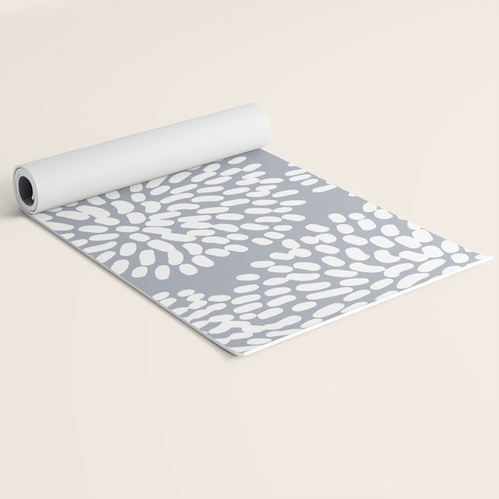 Grey and White Abstract Firework Flowers Yoga Mat Gallery Image 2
