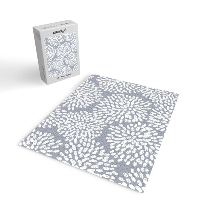 Grey and White Abstract Firework Flowers Jigsaw Puzzle Gallery Image 2