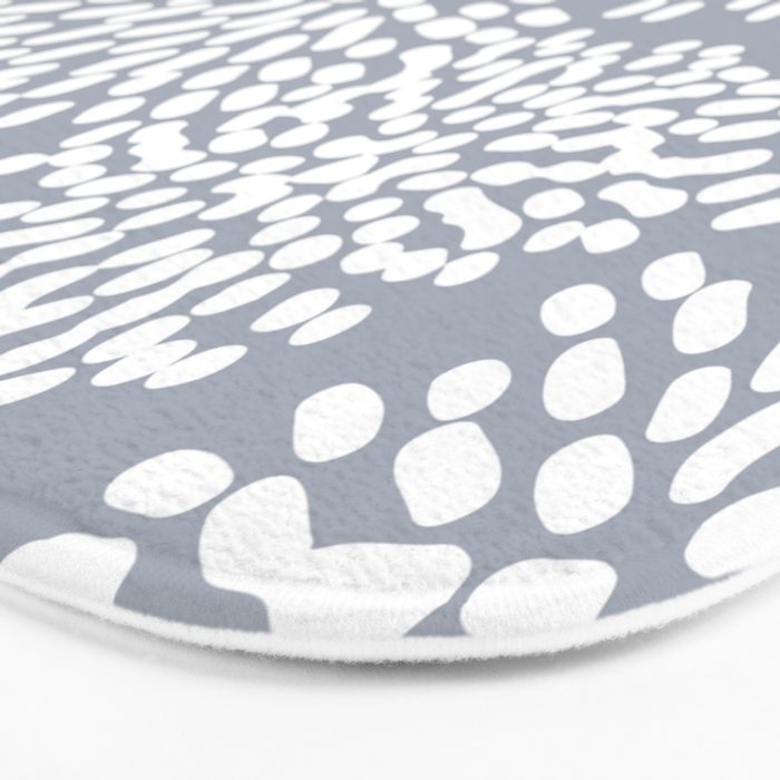 Grey and White Abstract Firework Flowers Bath Mat Gallery Image 3