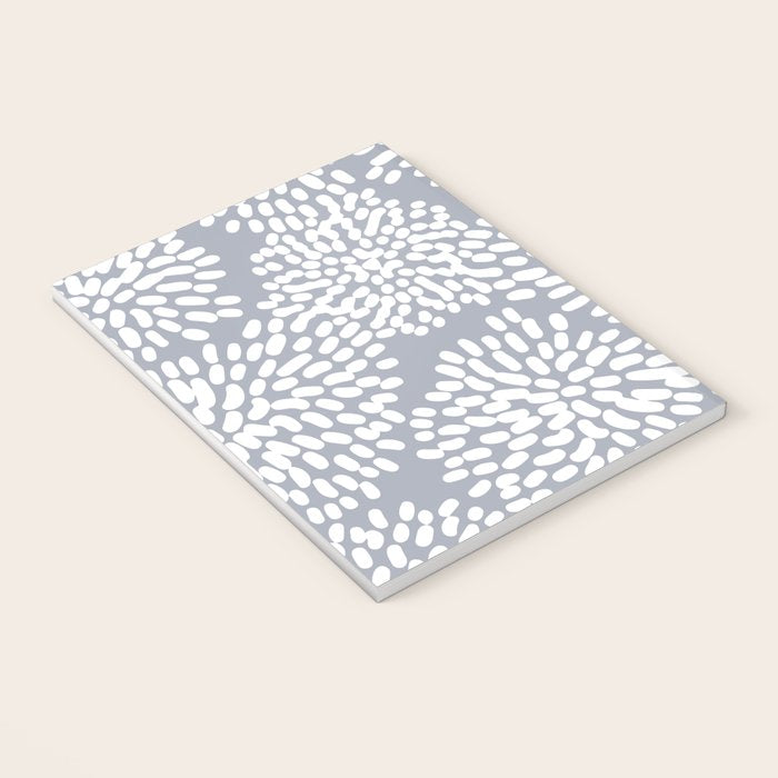 Grey and White Abstract Firework Flowers Notebook Gallery Image 3