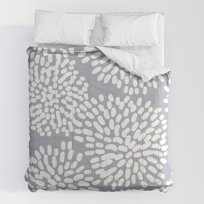 Grey and White Abstract Firework Flowers Comforter Gallery Image 2