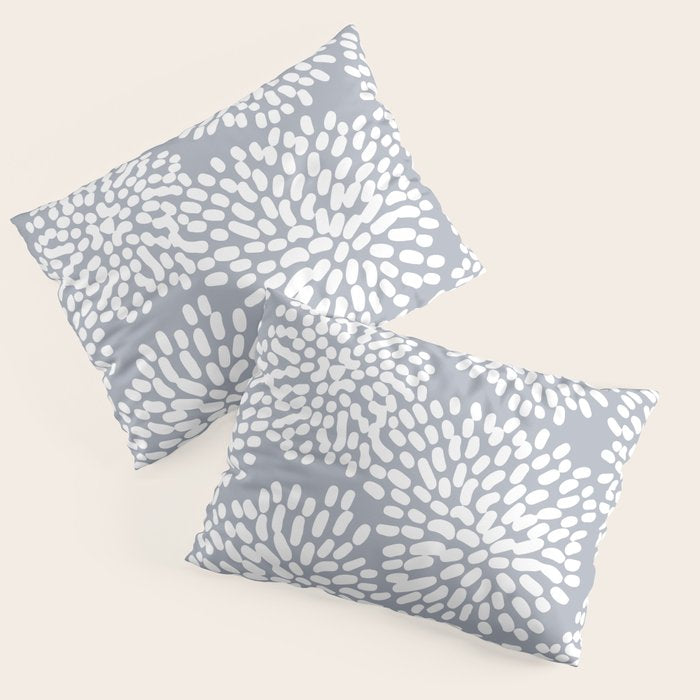 Grey and White Abstract Firework Flowers Pillow Sham Gallery Image 1