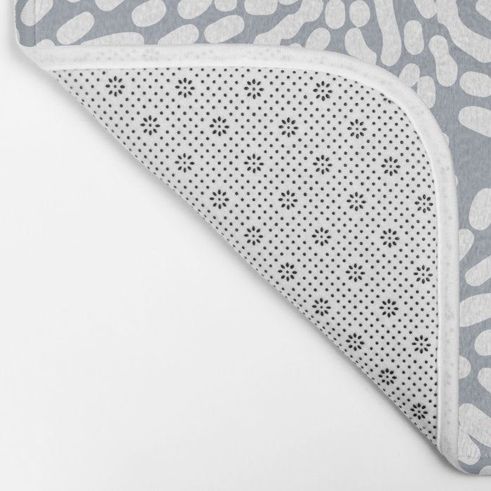 Grey and White Abstract Firework Flowers Bath Mat Gallery Image 2