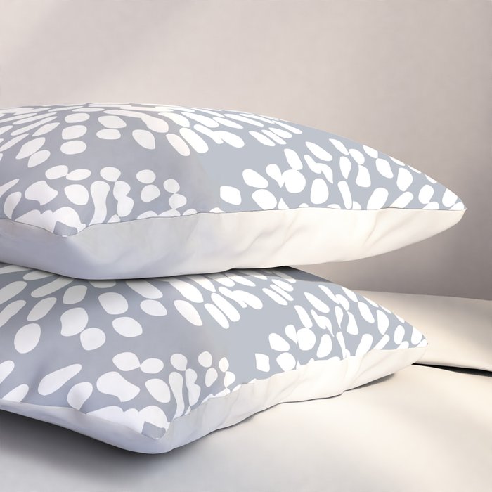 Grey and White Abstract Firework Flowers Pillow Sham Gallery Image 3