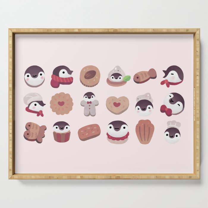 Cookie & cream & penguin - pink pattern Serving Tray Gallery Image 1