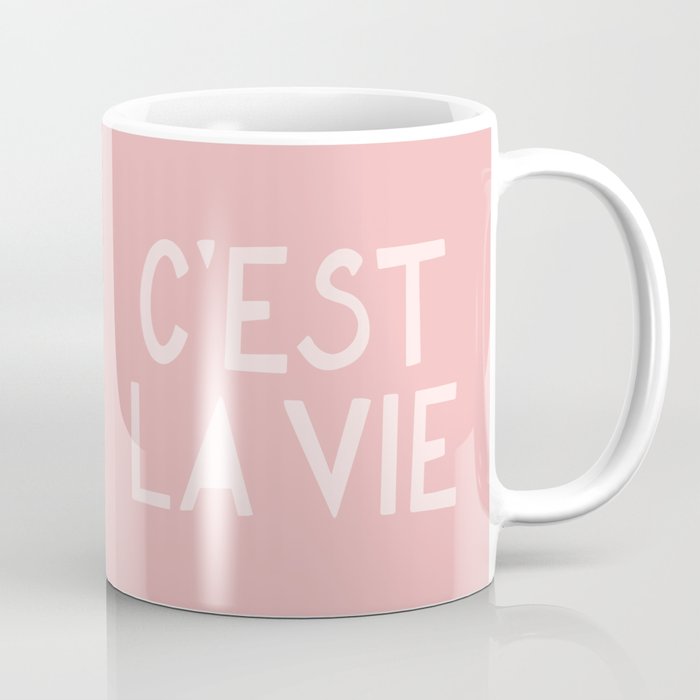 C'est La Vie French Pink Hand Lettering Coffee Mug Gallery Image 1