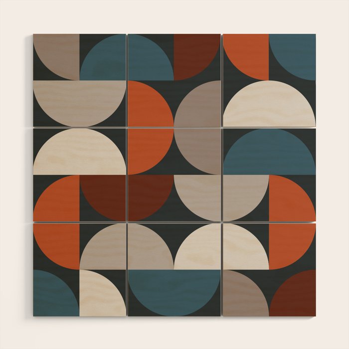 Mid Century Modern Geometric 24 Wood Wall Art Gallery Image 1