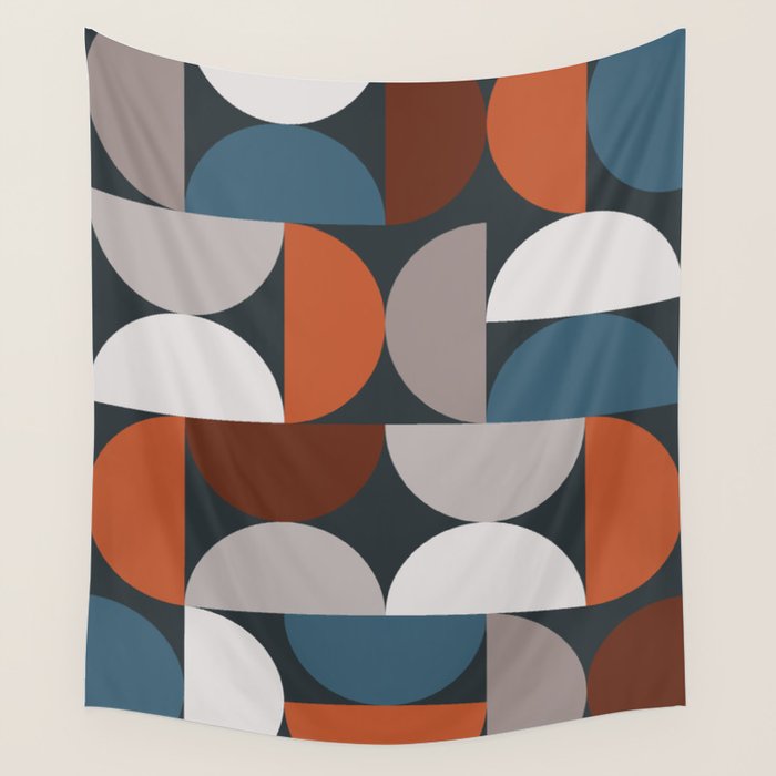 Mid Century Modern Geometric 24 Wall Tapestry Gallery Image 1