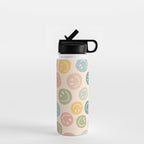 Colorful Smiley Faces Beige Pattern Water Bottle Gallery Image 1