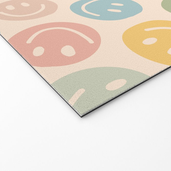 Colorful Smiley Faces Beige Pattern Welcome Mat Gallery Image 2