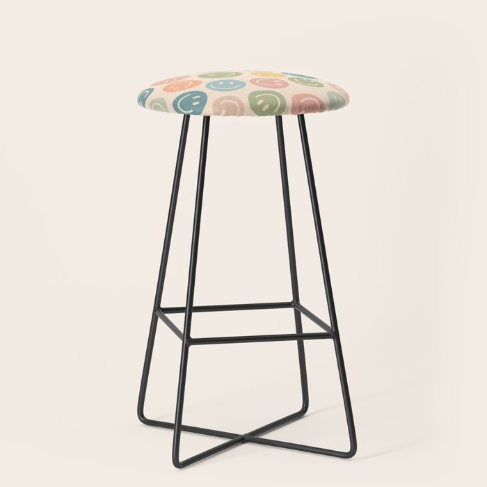 Colorful Smiley Faces Beige Pattern Stool Gallery Image 1