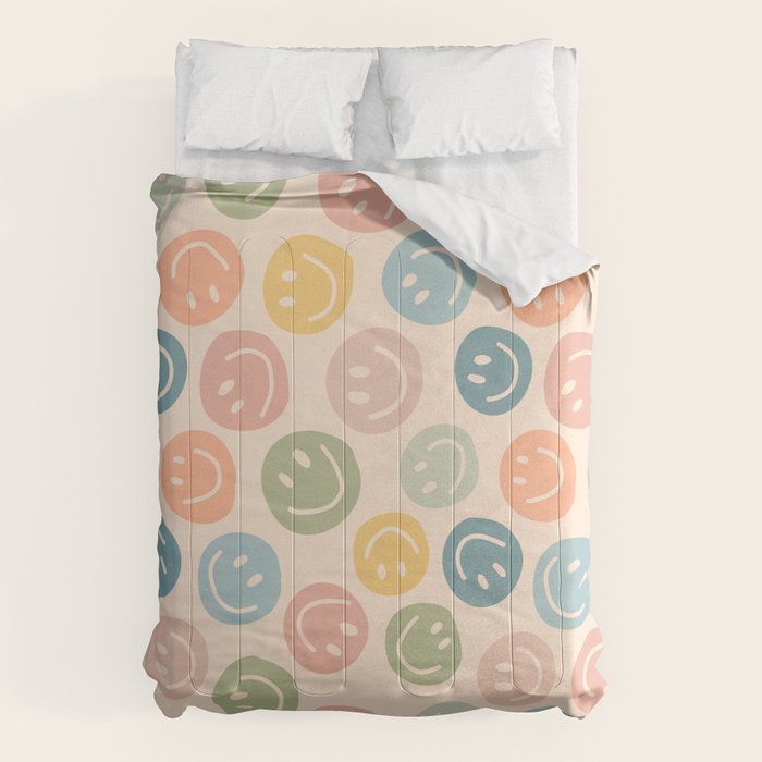 Colorful Smiley Faces Beige Pattern Comforter Gallery Image 6