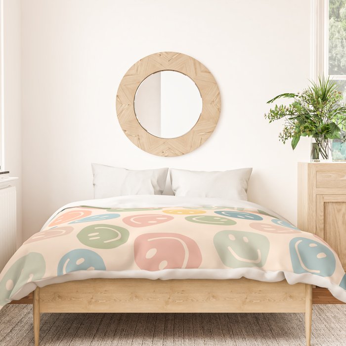 Colorful Smiley Faces Beige Pattern Duvet Cover Gallery Image 3