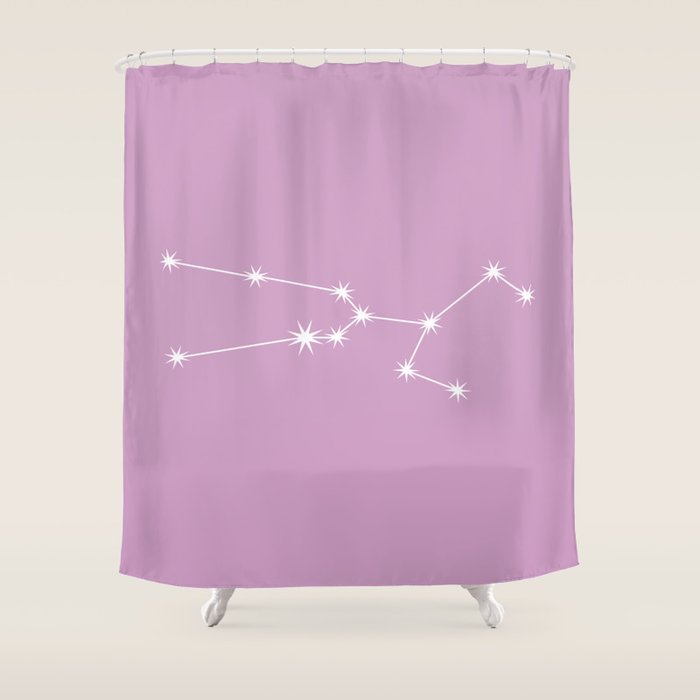 Taurus Zodiac Star Constellation Line Art Pastel Lilac Shower Curtain Gallery Image 1