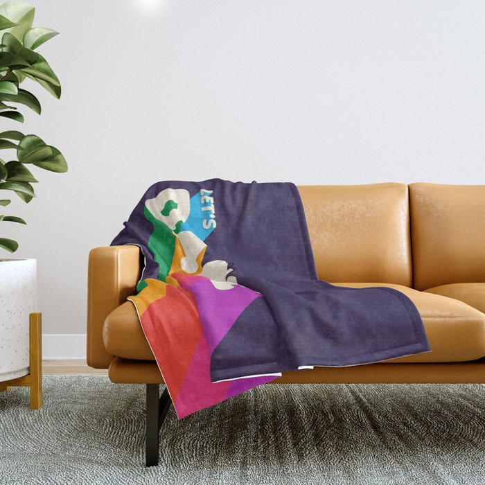 RAINBOW DANCE TYPOGRAPHY- let's dance Throw Blanket Gallery Image 1