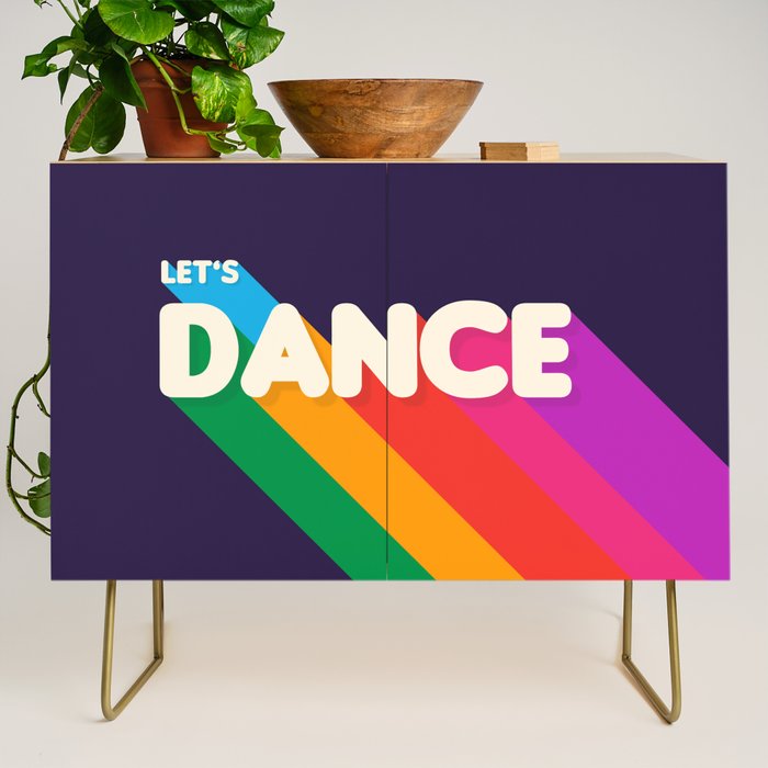 RAINBOW DANCE TYPOGRAPHY- let's dance Credenza Gallery Image 1