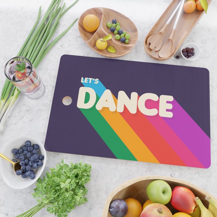 RAINBOW DANCE TYPOGRAPHY- let's dance Cutting Board Gallery Image 2